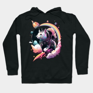 Galaxy Cat Catronaut Cat Astronaut Deep In Space Rainbow Hoodie